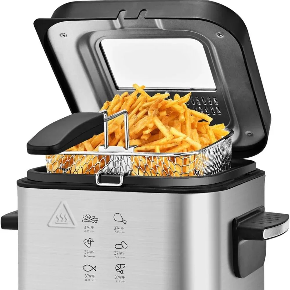 Deep Fryer 1.5L Cool Touch with Basket Nonstick Removable Lid